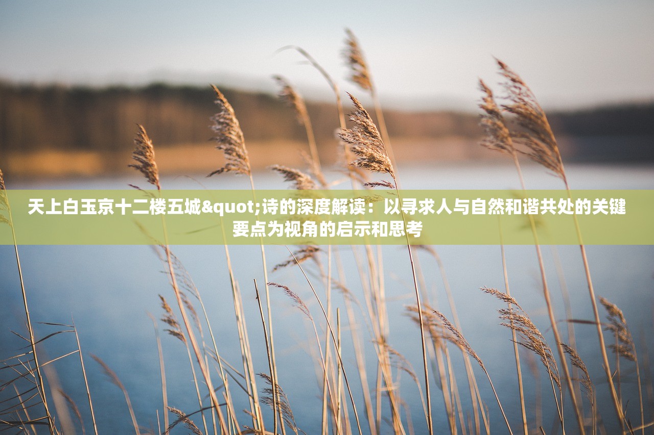 天上白玉京十二楼五城"诗的深度解读：以寻求人与自然和谐共处的关键要点为视角的启示和思考